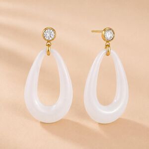 white teardrop acrylic earrings D217
